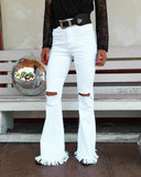 Windy White Flare Jeans - The Lace Cactus