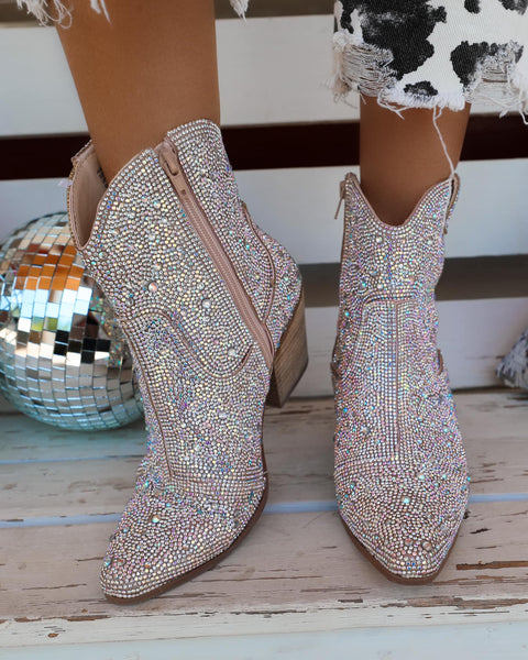 Harlow Clear Rhinestone Booties - The Lace Cactus