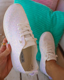 Not Rated White Glitter Easy Slip on Sneaker - The Lace Cactus