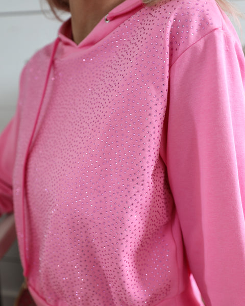 Penny Pink Rhinestone Hoodie - The Lace Cactus