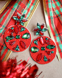 Red Circle Christmas Earrings - The Lace Cactus