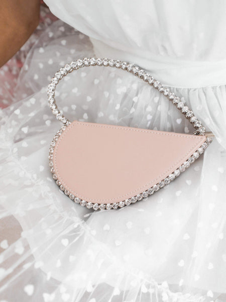 Surrounded in Rhinestones Pink Heart Clutch - The Lace Cactus