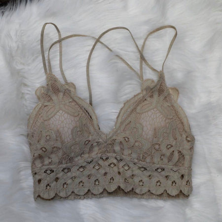Real White Scalloped Lace Bralette