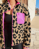 Hot Pink and Leopard Sherpa Jacket - The Lace Cactus