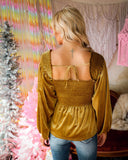 Marla Marigold Velvet Smocked Top - The Lace Cactus