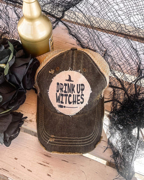 Brown Vintage "Drink Up Witches" Baseball Cap - The Lace Cactus