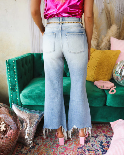 Jaylen Distressed High Rise Vintage Cropped Jeans - The Lace Cactus