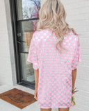 Paola Pink Checkered Sequin Tunic Dress - The Lace Cactus