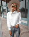 Watkins White Turtleneck Crop Top - The Lace Cactus