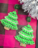 Green Christmas Tree Earrings - The Lace Cactus