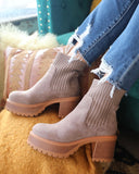 Stamp Taupe Booties - The Lace Cactus