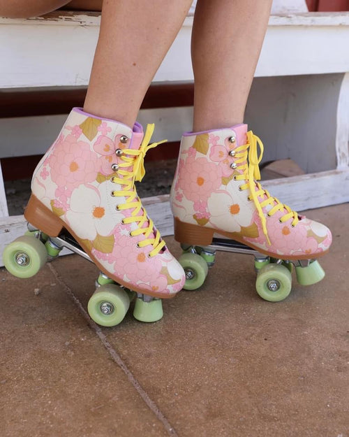 Pink Floral Roller Skates - The Lace Cactus