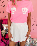 Hot Pink Skull Graphic Tee - The Lace Cactus