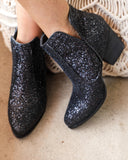 Not Rated Fiera Black Glitter Booties - The Lace Cactus