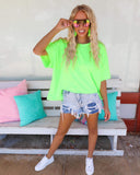 Neon Green French Terry Oversized Top - The Lace Cactus