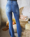 Donna Denim Distressed Flare Jeans - The Lace Cactus
