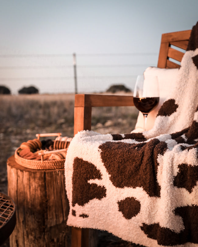 #12-SOLD OUT** PREORDER OPEN** Cow Print Blanket - The Lace Cactus