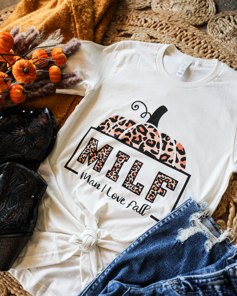 Vintage White "MILF" Leopard Pumpkin Graphic Tee - The Lace Cactus