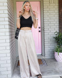Tyree Taupe Pin-tuck Pants - The Lace Cactus