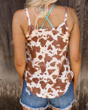 Betti Brown Cow Print Tank - The Lace Cactus