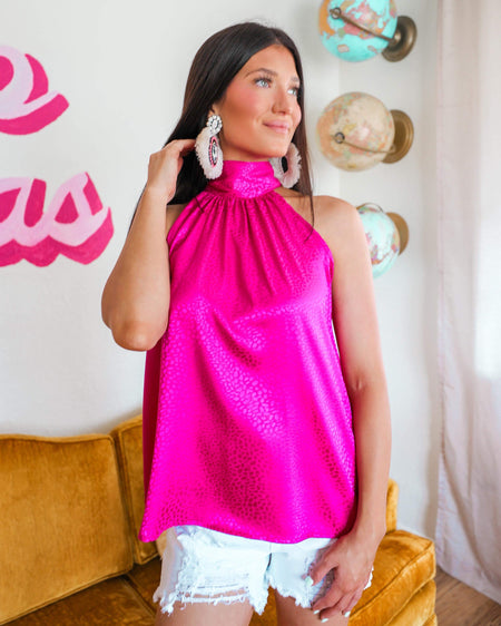 Manning Magenta Faux Leather Top