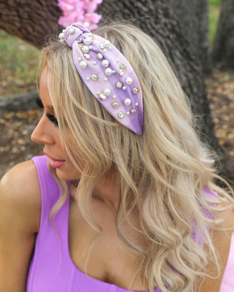 Pink & Purple Gingham Headband - The Lace Cactus