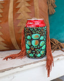 Turquoise Stone Cheetah Rust Can Cooler - The Lace Cactus