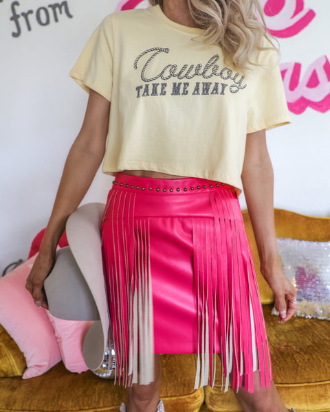 Haylee Hot Pink Fringe Mini Skirt - The Lace Cactus