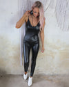 Billiana Black Faux Leather Jumpsuit - The Lace Cactus