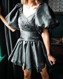 Livia Black Pleated Mini Dress - The Lace Cactus
