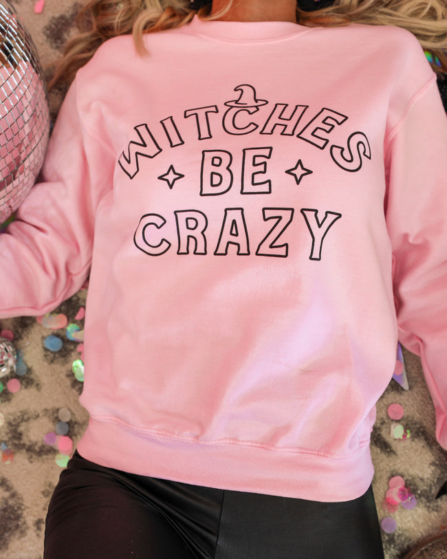 Pink "Witches Be Crazy" Graphic Sweatshirt - The Lace Cactus