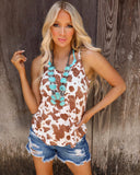 Betti Brown Cow Print Tank - The Lace Cactus