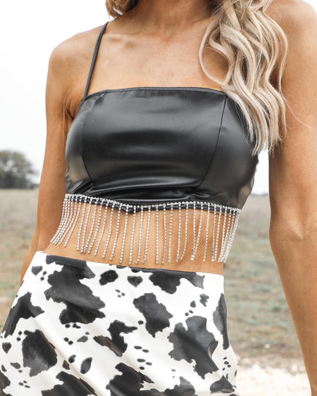 Vera Pink Faux Leather Crop Top