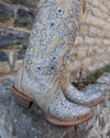 Corral Bone Overlay and  Embroidery Floral Boots - The Lace Cactus