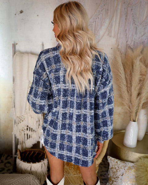 Wooly Blue Plaid Shacket - The Lace Cactus