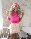 Valerie Peach and White Gingham Skirt - The Lace Cactus