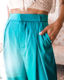 Teigan Turquoise Pleated Pants - The Lace Cactus