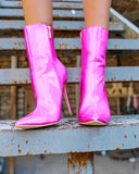 The Emory Metallic Hot Pink Stiletto Booties - The Lace Cactus