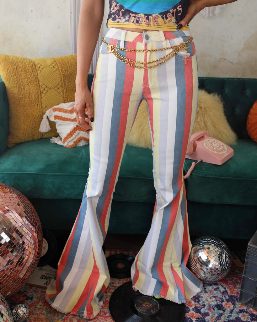 Striped bell 2025 bottom pants
