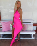 Nyla Neon Fuchsia Draped Dress - The Lace Cactus