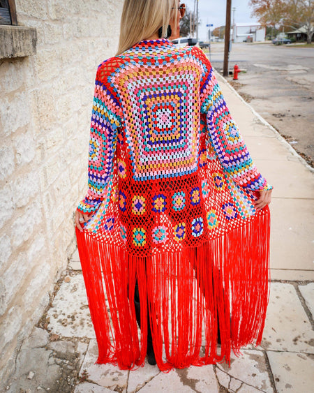 Crochet Rainbow “Cowgirl” Cardigan