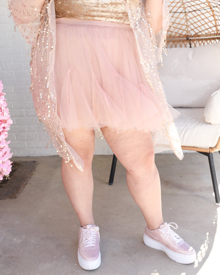 Glitzy Pink Iridescent Mini Skirt