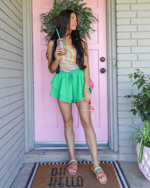 Kylee Kelly Green Shorts - The Lace Cactus