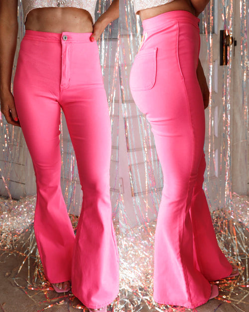 Broadway Girls Bell Bottom Flare Jeans - Neon Pink