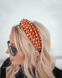 Copper Velvet Rhinestone Twist Knot Headband - The Lace Cactus