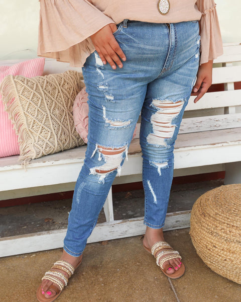 *PLUS* Distressed Skinny Jeans - The Lace Cactus