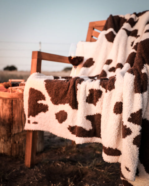 #12-SOLD OUT** PREORDER OPEN** Cow Print Blanket - The Lace Cactus