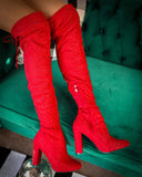 Red Tall Diamond Boots - The Lace Cactus