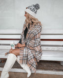One Size Beige and Black Plaid Pocket Poncho - The Lace Cactus