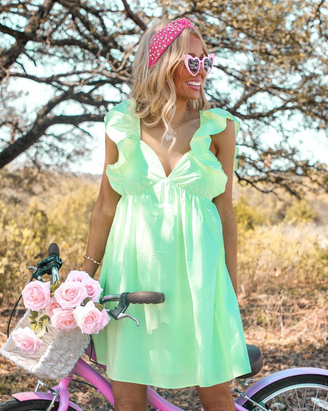 Gae Mint Green Mini Dress - The Lace Cactus